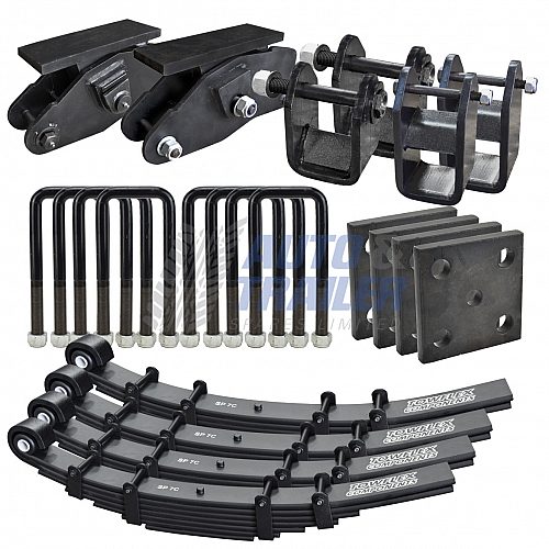 thumbnail interactive-video image 1 of Tandem Axle Trailer Spring Suspension Rebuild Kit – 7k To 14k – Camper Repair – 3.5" Shackle 1 of 5